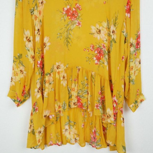 Zara Womens Dress Top Yellow Floral Long Top Dress - Picture 2 of 7